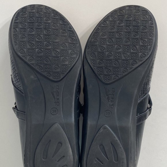 Dansko Nanette Black Leather Croc Print Mary Jane Flats Shoes Women's 39 US 8.5 - Picture 13 of 16